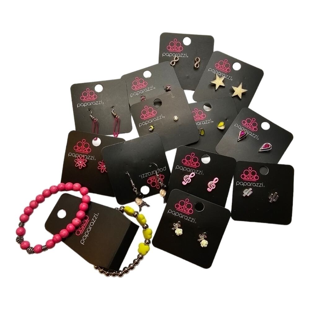 Paparazzi Bracelet and Pierced Earring Lot Set of 14 NEW